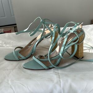 NWT turquoise heels with ankle wraps